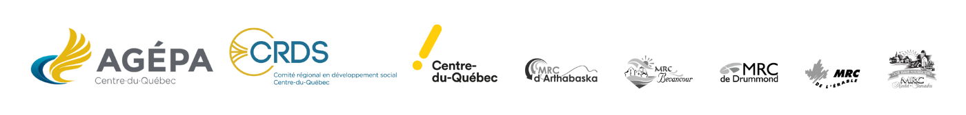 Logos de l'AGÉPA, du CRDS et de la Table des MRC du Centre-du-Québec.